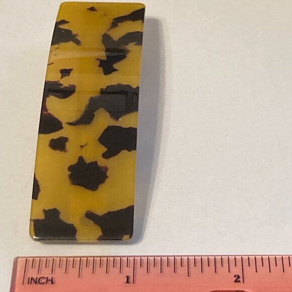 Large Tan Brown Tortoise Shell Confetti Acrylic Hair Barrette French Clip Style - Picture 7 of 9